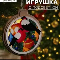 Подвеска световая &laquo;Снегири&raquo;, 10 см, от батареек LR41&times;3, свечение тёплое белое