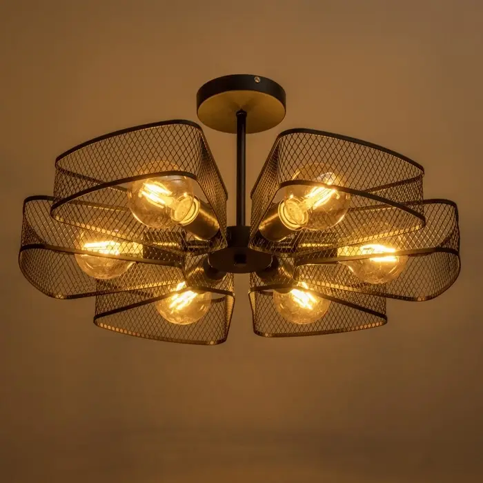 Светильник потолочный BayerLux &laquo;Агава&raquo;, 6хЕ27, 40 Вт, чёрный, 56&times;56&times;23 см