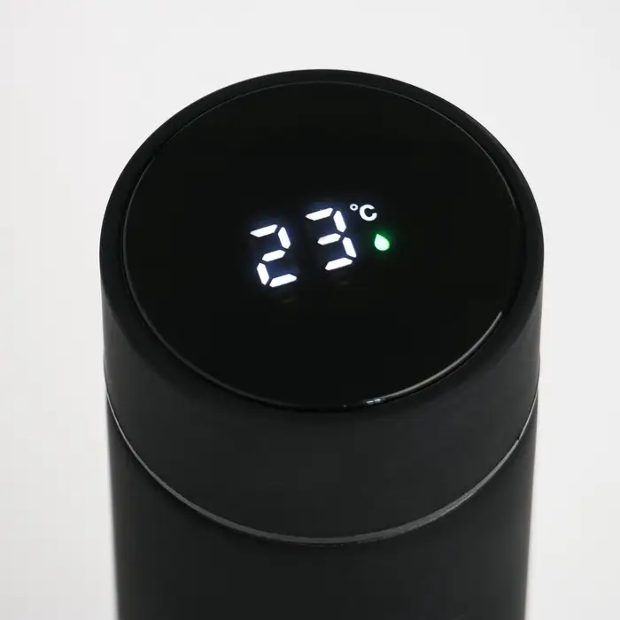 Термос Мастер К Basic, 500 мл, с ситечком, с датчиком температуры, сохраняет тепло 10 ч, нержавеющая сталь, чёрный