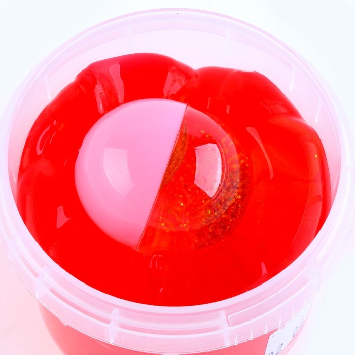 Слайм «Стекло» красный с капсулой, золото внутри, 90 г в банке