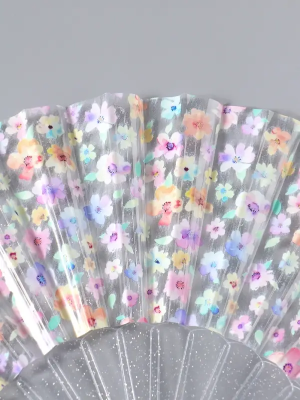 Веер складной пластик &laquo;Цветочная россыпь&raquo;, блеск, 23 см