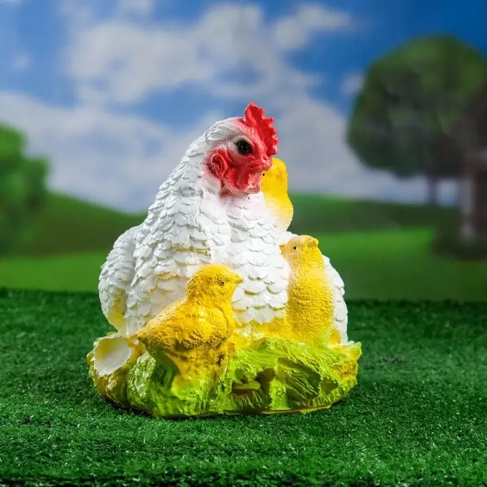 Садовая фигура из гипса &laquo;Курица наседка с цыплятами&raquo;, 22&times;20&times;30 см