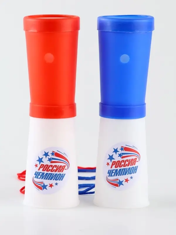 Свисток-гуделка болельщика &laquo;Россия &mdash; чемпион!&raquo;, 17 см, цвета МИКС
