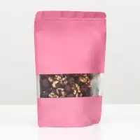 Пакет дой-пак, матовый, розовый с окном, 14&times;20&times;4 см