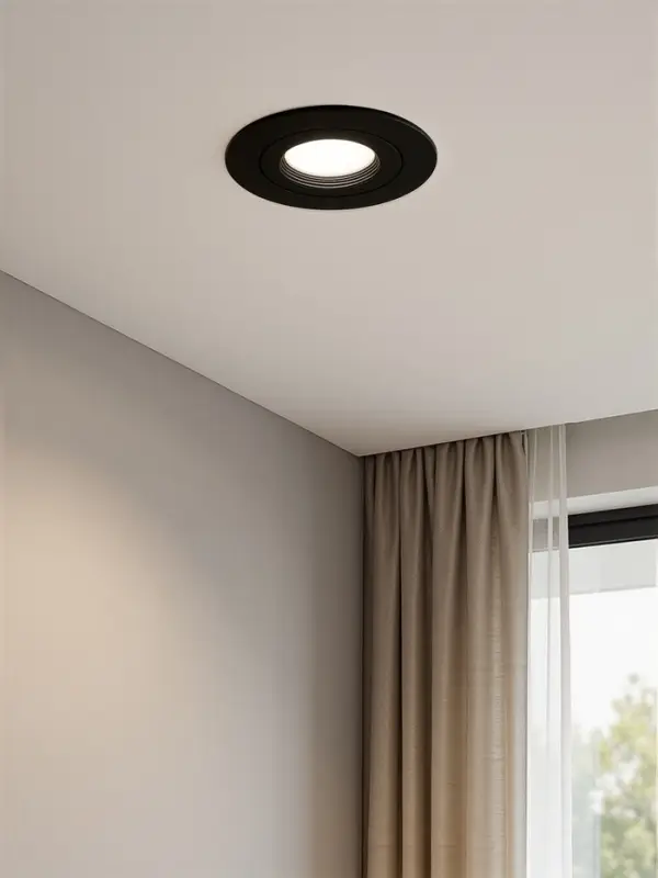 Светильник встраиваемый под лампу MR-16, круглый, пластиковый, чёрный