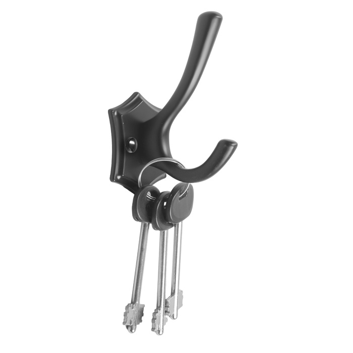 Крючок мебельный CAPPIO DESTINY, двухрожковый, черный