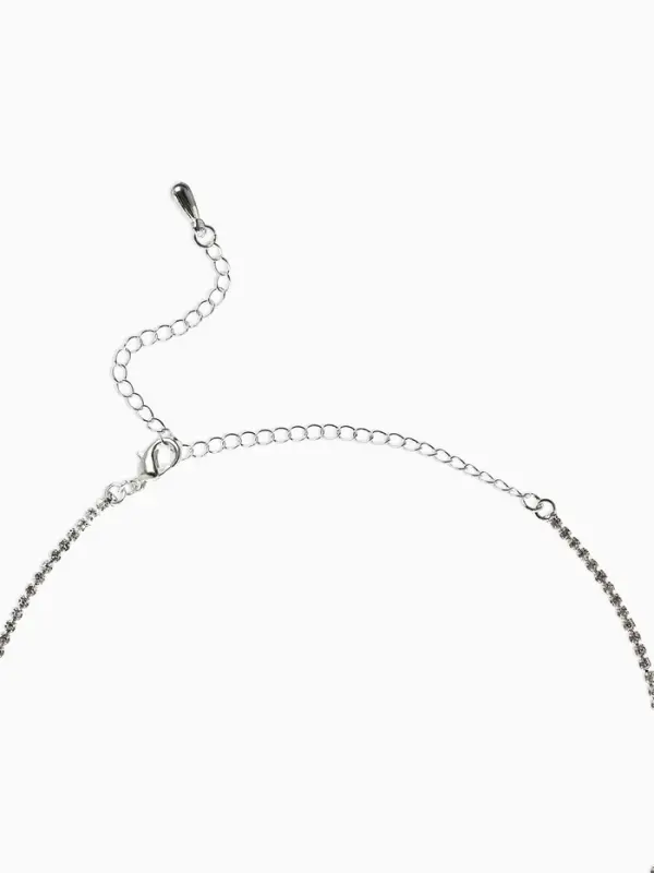 Набор 2 предмета: серьги, колье &laquo;Лёд&raquo;, загиб, белый в серебре, 40 см