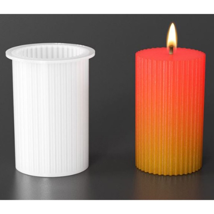 Молд силикон для свечи Молд силикон для свечи "Цилиндр. Полоски тонкие" 6,5х6,5х8,7 см