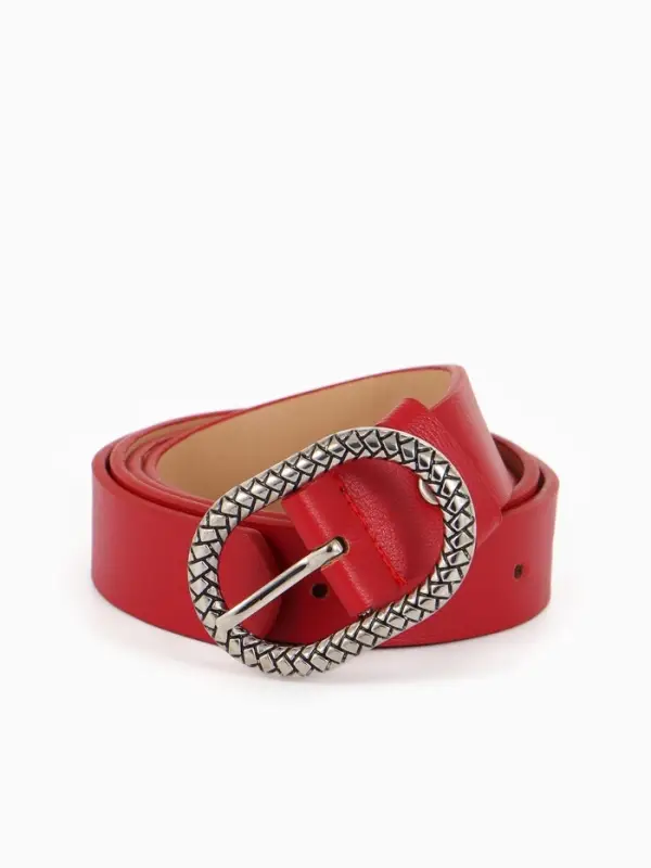 Ремень женский, 110&times;2.9 см, с винтом, классическая пряжка металл, красный