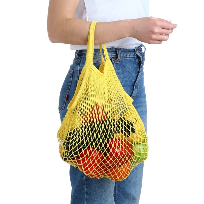 Авоська плетеная сумка, 37 х 20 см, ручка 12 см, клетка 1.5 см, жёлтая Авоська плетеная сумка, 37 х 20 см, ручка 12 см, клетка 1.5 см, жёлтая