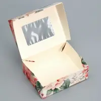 Кондитерская упаковка, коробка с ламинацией «Цветочный», 10 х 8 х 3.5 см