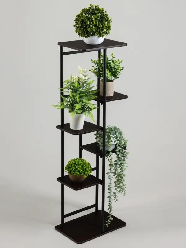 Подставка для цветов Greengo, 6 полок, 36&times;23&times;106 см, напольная, каркас металл, полки МДФ, чёрная