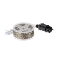 Гирлянда &laquo;Нить&raquo; 200 м роса, IP44, серебристая нить, 2000 LED, пульт, 36 В, свечение тёплое белое