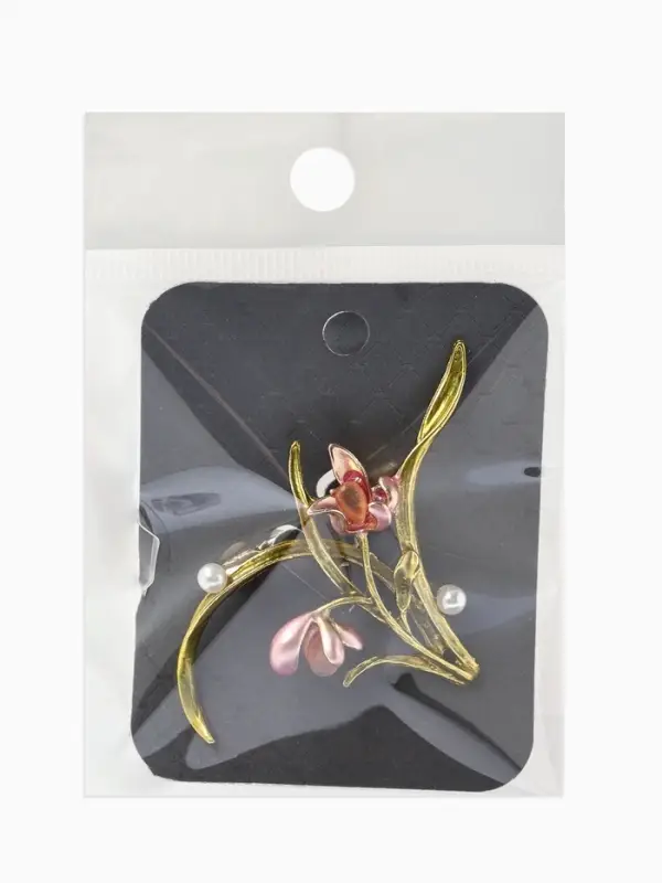 Брошь &laquo;Цветы&raquo; ирисы, жемчуг, цвет красно-розовый