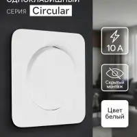 Выключатель, серия Circular, 10 А, одноклавишный, скрытый монтаж, белый
