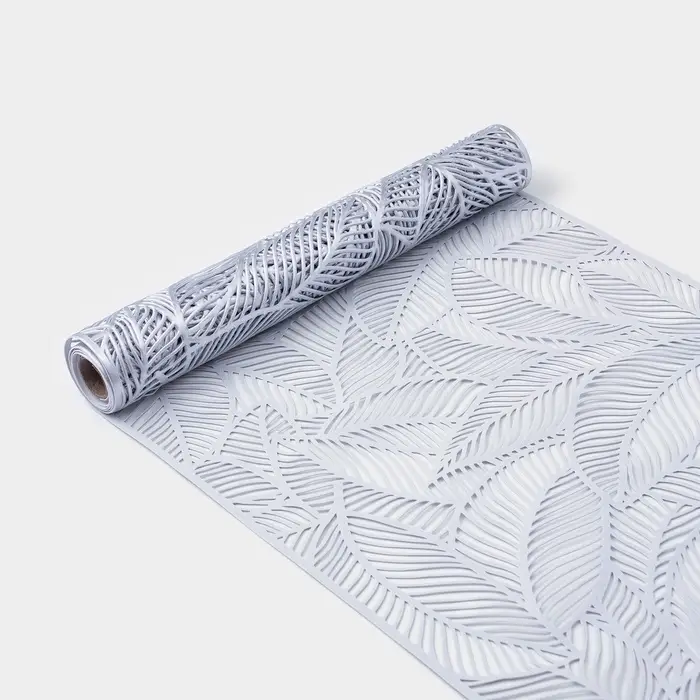 Дорожка на стол Доляна &laquo;Листопад&raquo;, 30&times;150 см, серебряная