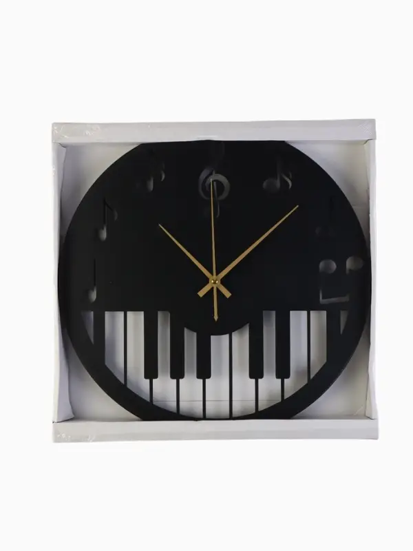Часы настенные интерьерные &laquo;Пианино&raquo;, бесшумные, плавный ход, d=40 см, металл, чёрные