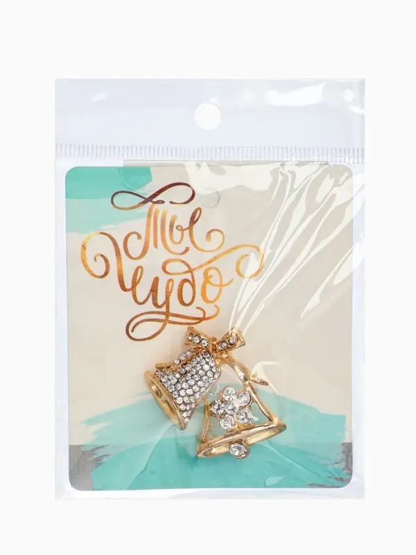 Брошь &laquo;Колокольчики&raquo;, белая в золоте