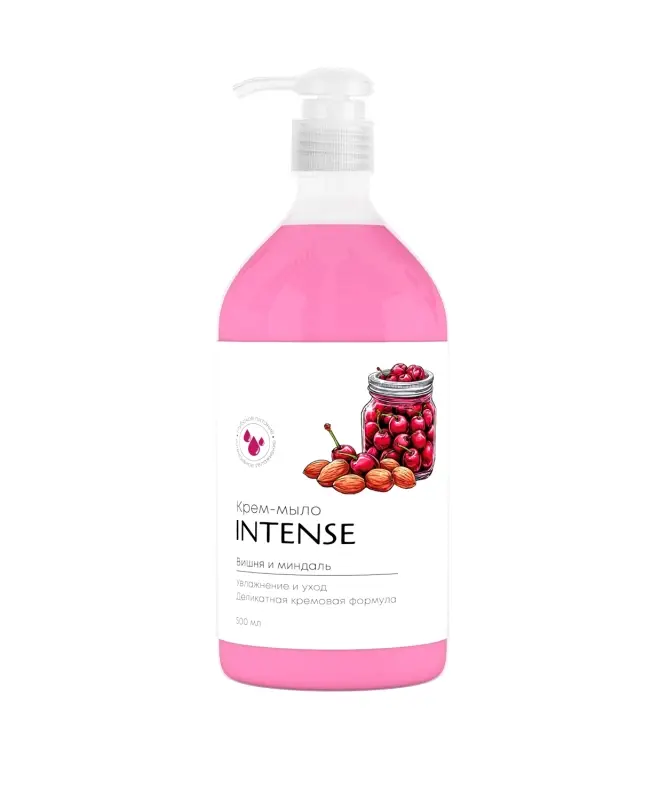 Жидкое крем-мыло INTENSE вишня и миндаль 500 мл. увлажняющее с дозатором Clean&Green CG8466