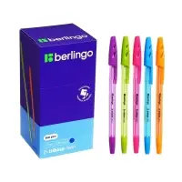 Ручка шариковая Berlingo Tribase Neon, стержень синий 0.7, корпус МИКС