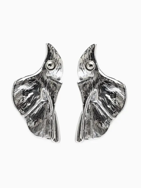 Серьги металл &laquo;Осенний лист&raquo;, искажение, цвет серебро