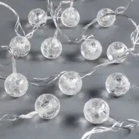 Гирлянда &laquo;Нить&raquo; 5 м с насадками &laquo;Футбольный мяч&raquo;, IP20, прозрачная нить, 20 LED, свечение белое, 8 режимов, 220 В