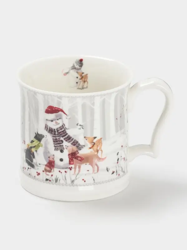 Кружка новогодняя «Снежные забавы», 420 мл, керамика, подарочная упаковка, белая