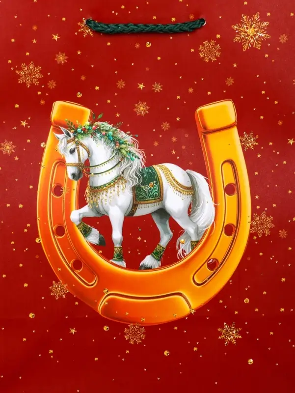 Пакет подарочный новогодний ламинированный, «Подкова» , 18×10×22.3 см