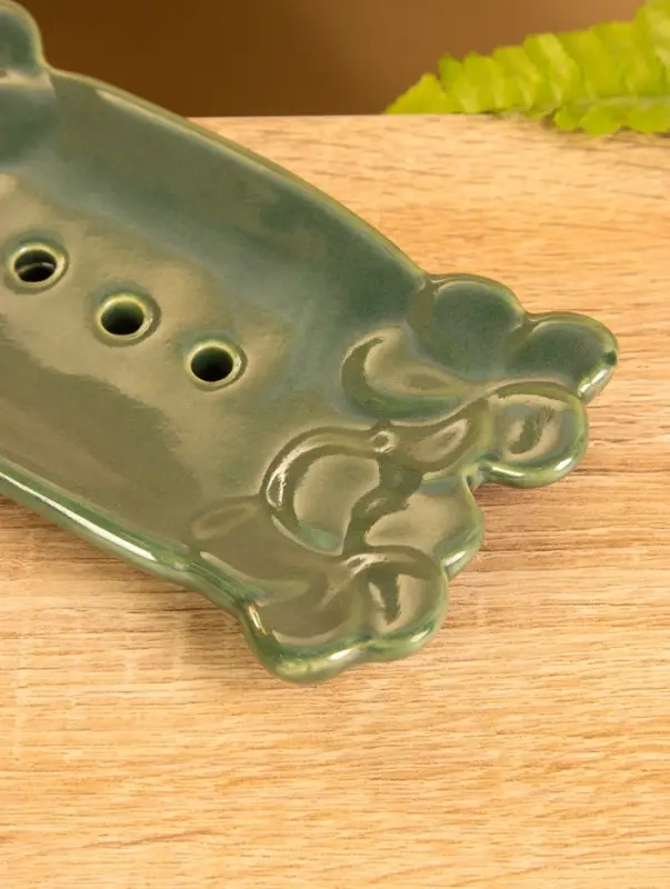 Мыльница "Цветочный мост" керамика, цв. зелёный, 14,5х7,5х2 см