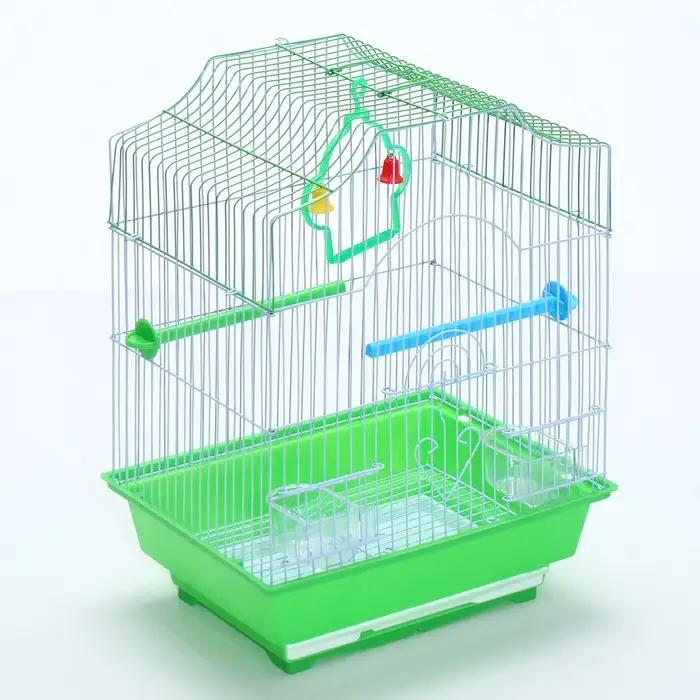 Клетка для птиц укомплектованная Bd-1/4f, 30 х 23 х 39 см, зелёная (фасовка 12 шт)
