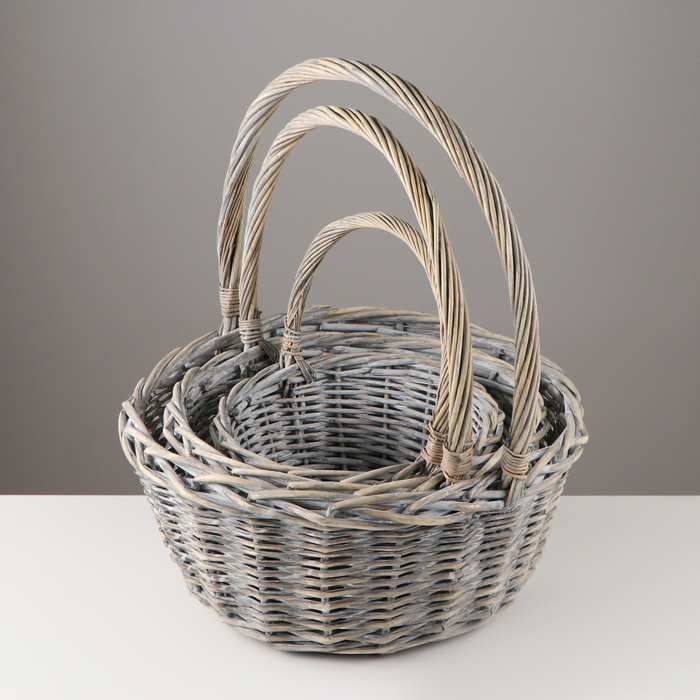 Набор корзин «Косичка», 3 шт, 40×17/45 см, 32×16/40 см, 26×16/37 см, ива Набор корзин «Косичка», 3 шт, 40×17/45 см, 32×16/40 см, 26×16/37 см, ива