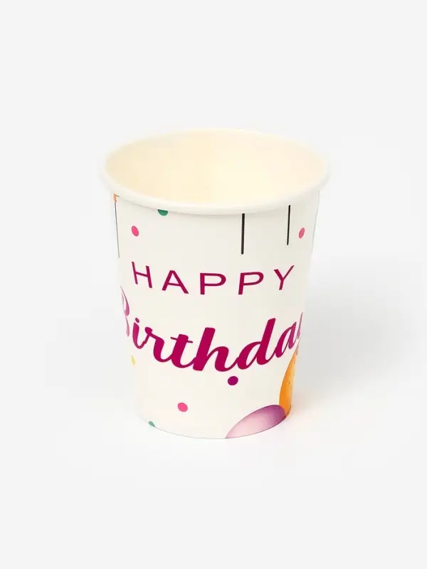 Бумажные стаканы "Happy birthday"шарики (набор 10шт)