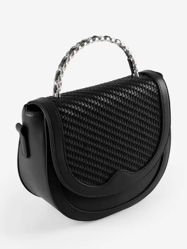 Ручка для сумки, металлическая, с винтами для крепления, 12.8&times;6.5 см, цвет серебряный, чёрный