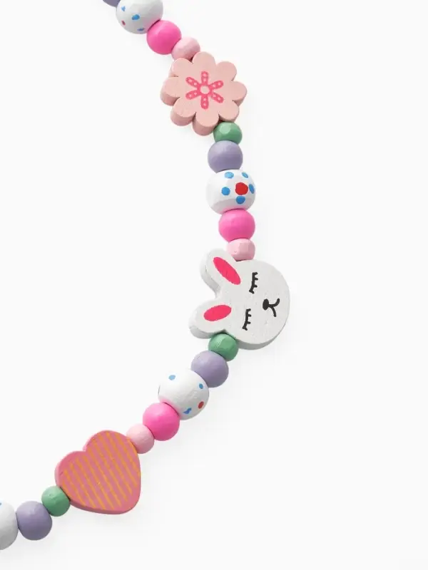 Набор детских украшений Выбражулька &laquo;Зайчик&raquo;, 2 предмета: бусы, браслет d=6 см разноцветный