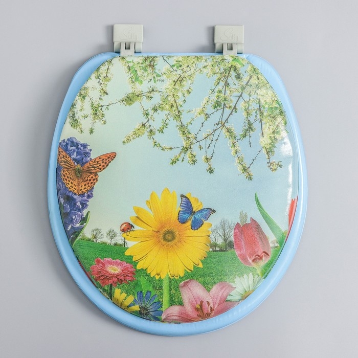 Сиденье для унитаза с крышкой,Росспласт, 43×37 см, мягкое, голубое, МИКС Сиденье для унитаза с крышкой,Росспласт, 43×37 см, мягкое, голубое, МИКС