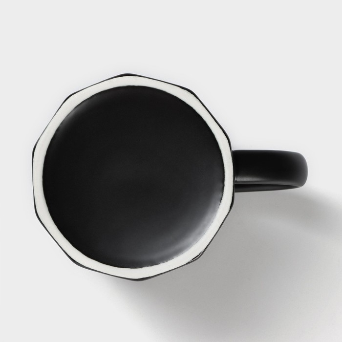 Кружка керамическая с ложкой Simple, 350 мл, цвет чёрный Кружка керамическая с ложкой Simple, 350 мл, цвет чёрный