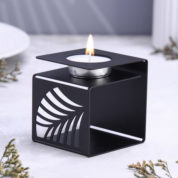 Подсвечник малый Подсвечник малый "Пальмовый лист" 7х7х7 см, чёрный