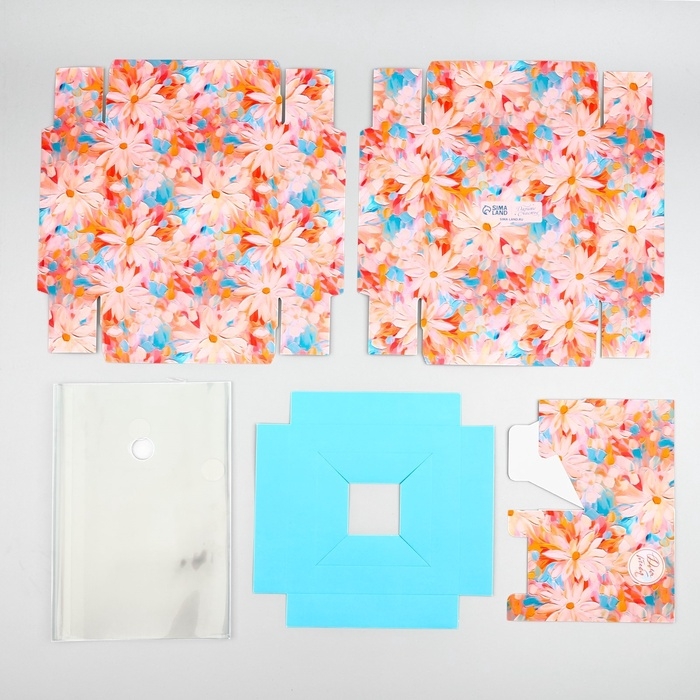 Коробка для цветов с вазой и PVC окнами складная «Весенние цветы», 16 х 23 х 16 см Коробка для цветов с вазой и PVC окнами складная «Весенние цветы», 16 х 23 х 16 см