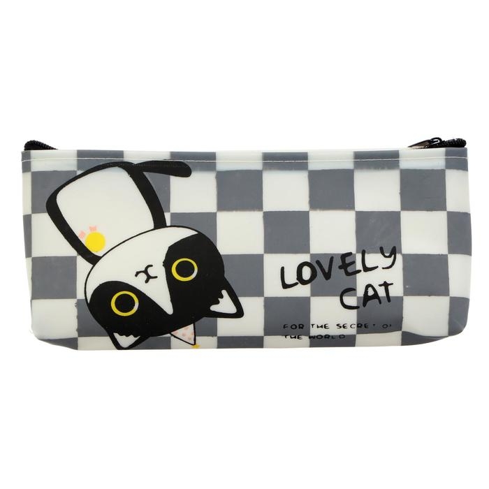 Пенал школьный на молнии силиконовый Пенал школьный на молнии силиконовый "Котик", МИКС