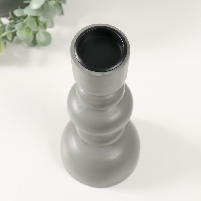 Подсвечник дерево на 1 свечу Подсвечник дерево на 1 свечу "Эллипсы" серый 9,8х9,8х24 см