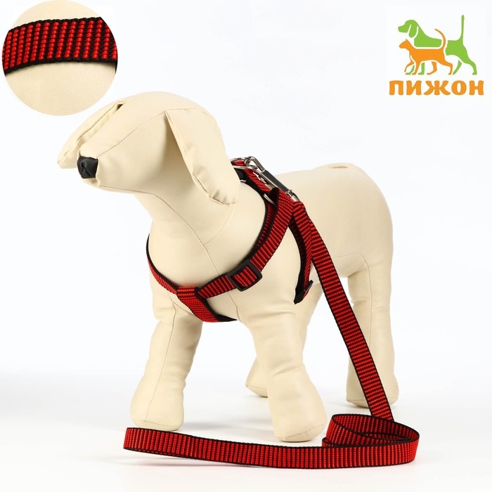 Комплект амуниции рельефный, поводок 120 х 2 см, ОГ 44-50 см, красно-чёрный Комплект амуниции рельефный, поводок 120 х 2 см, ОГ 44-50 см, красно-чёрный