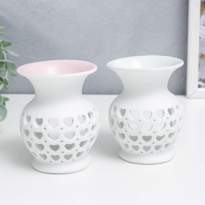 Аромалампа керамика Аромалампа керамика "Сеточка из сердец" МИКС 9х7,5х7,5 см