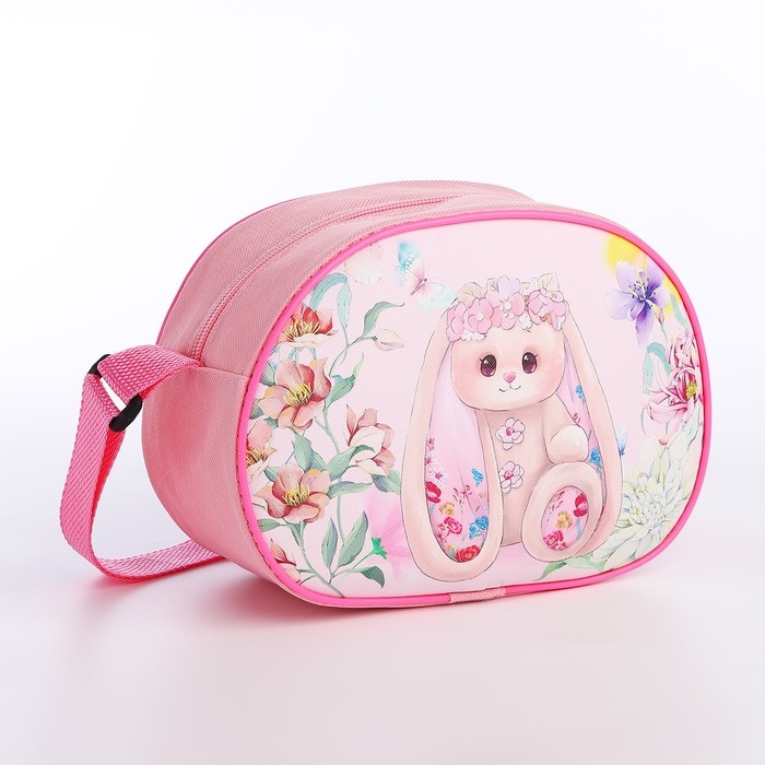 Сумка детская для девочки через плечо Сумка детская для девочки через плечо "Зайка с цветами" 22х16 см