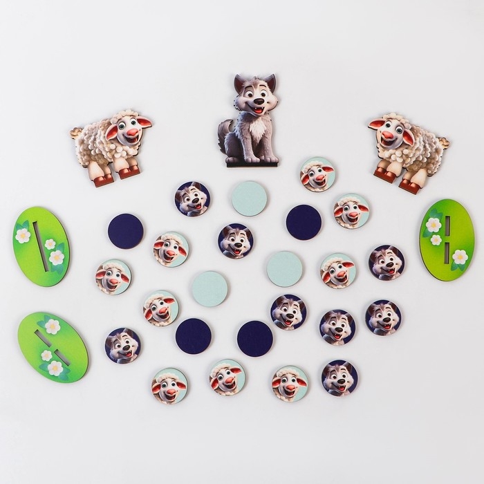 Настольная игра с шашками «Волк и овцы» Настольная игра с шашками «Волк и овцы»