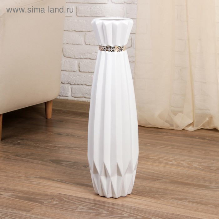 Ваза керамика напольная Ваза керамика напольная "Геометрия люкс" фигурная, 60 см, белый