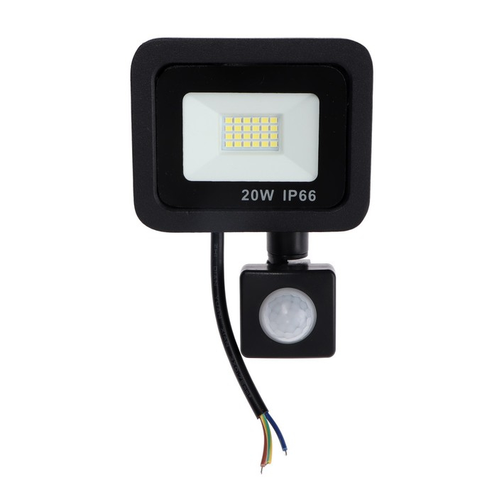 Прожектор светодиодный, 20 Вт, 1800 Лм, 6500К, Датчик движения, IP66 Прожектор светодиодный, 20 Вт, 1800 Лм, 6500К, Датчик движения, IP66