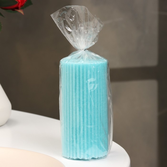 Свеча-цилиндр с гранями, 5х10 см, бирюзовая, 6 ч Свеча-цилиндр с гранями, 5х10 см, бирюзовая, 6 ч