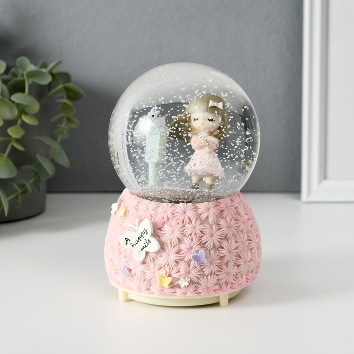 Сувенир полистоун водяной шар свет, музыка Сувенир полистоун водяной шар свет, музыка "Цветочная полянка и малыш" МИКС 10х10х14,5 см