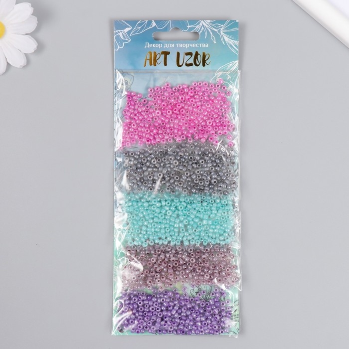Бисер круглый 8/0  Бисер круглый 8/0 "Перламутр. Сирень" 5 цветов х 10 гр 20х8х0,7 см