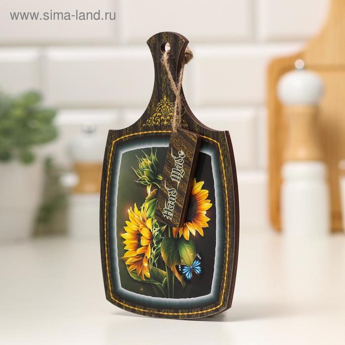 Доска декоративная  Доска декоративная "Подсолнухи с бабочкой", 22,6х13,5х0,5 см